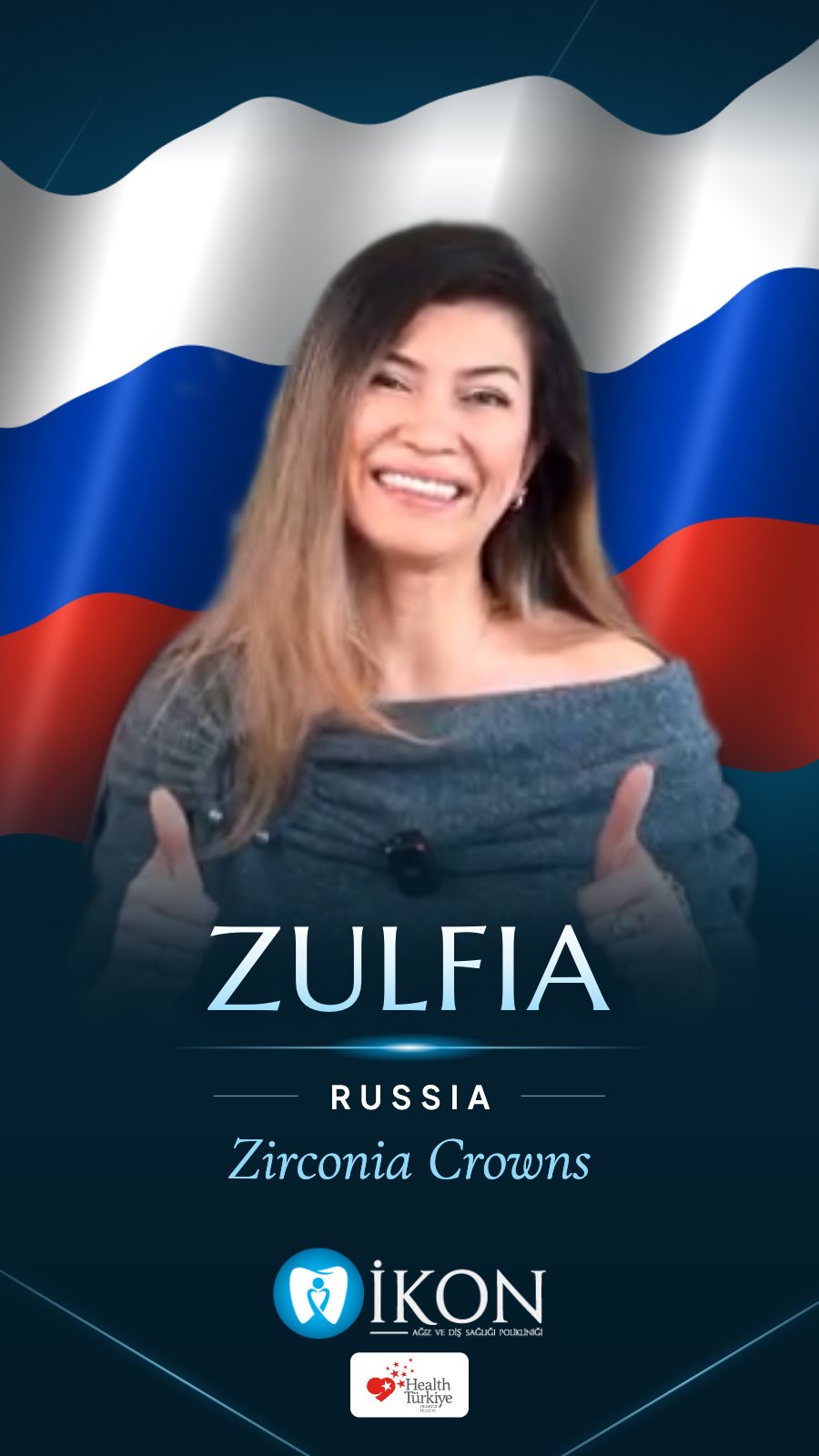 Zulfia from Russia: zirconia crowns at İkon Dental in Istanbul, Turkey (patient video review)